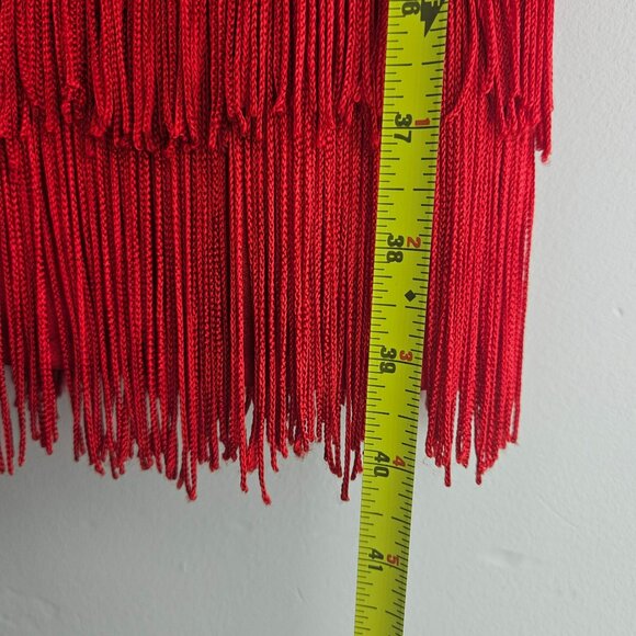 Elegant Red Fringe Midi Dress - Picture 6 of 13